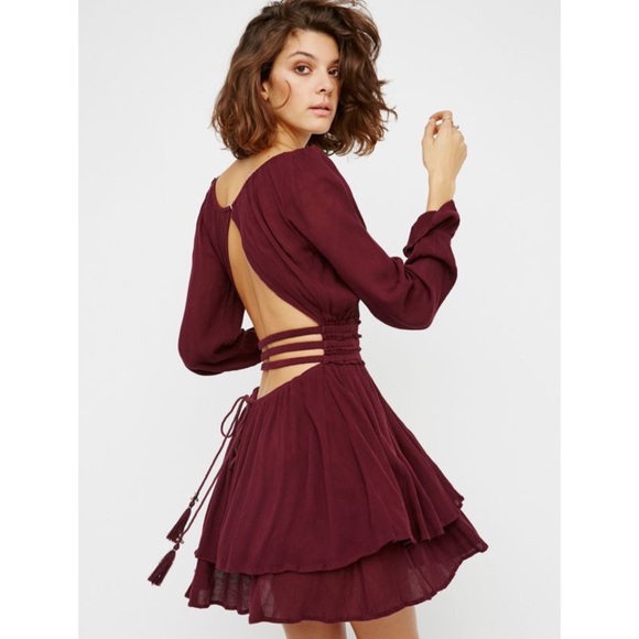 Free People Dresses & Skirts - Free People Much Ado Mini Dress in Burgundy